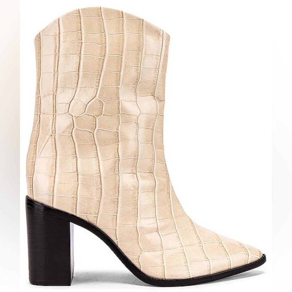 Schutz Maryana Block Crocodile-Embossed Leather Boot Size 7 NIB - Picture 1 of 4